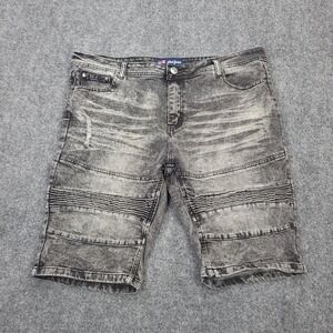 Phat farm Shorts Mens 38 Black Acid Wash Denim Skinny Fit Stretch Hip Hop Street